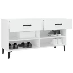 Berkfield Home Shoe Cabinet White 102x35x55 cm Engineered Wood - Size: 102 x 35 x 55 cm - thumbnail 5