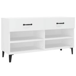 Berkfield Home Shoe Cabinet White 102x35x55 cm Engineered Wood - Size: 102 x 35 x 55 cm - thumbnail 3