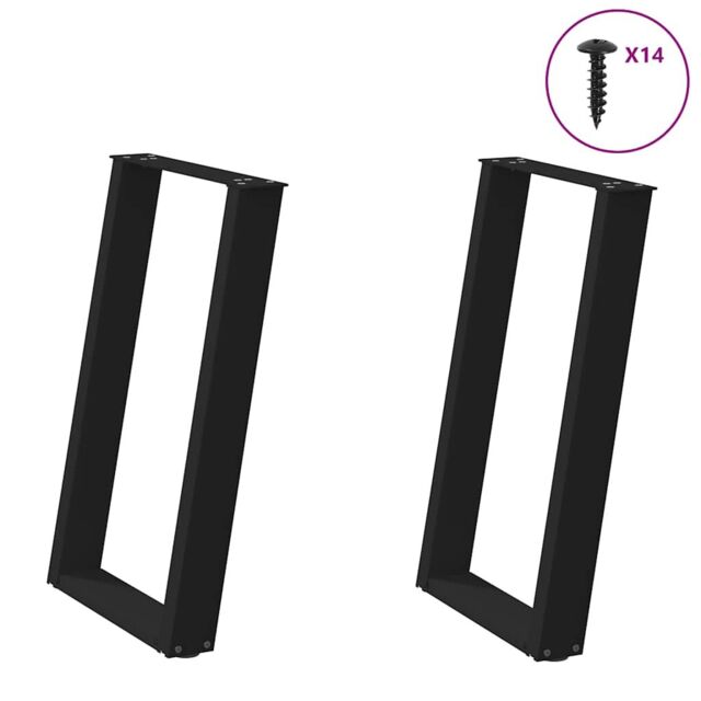 Berkfield Home vidXL Dining Table Legs U-Shaped 2 pcs Black 50x(72-73) cm Steel - image 1