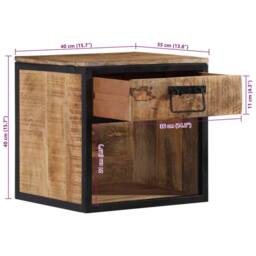 Berkfield Home Bedside Cabinet 40x35x40 cm Solid Wood Mango in Brown - Size: 40 x 35 x 40 cm - thumbnail 9
