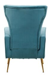 Orsina Green Velvet Chair with Gold Finish Legs, Vertical Channel Tufted Comfort Seat, Winged-Back Velvet Armchair - thumbnail 4