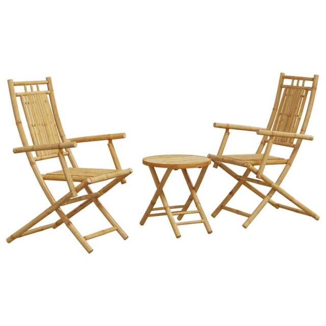 Berkfield Home 3 Piece Bistro Set Bamboo in Brown - image 1