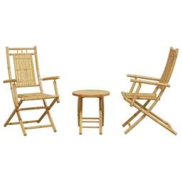 Berkfield Home 3 Piece Bistro Set Bamboo in Brown - thumbnail 4