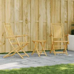 Berkfield Home 3 Piece Bistro Set Bamboo in Brown - thumbnail 2