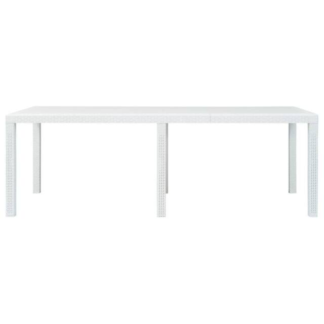 Berkfield Home Garden Table White 220x90x72 cm Plastic Rattan Look - Size: 220 x 90 x 72 cm - image 1
