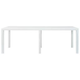 Berkfield Home Garden Table White 220x90x72 cm Plastic Rattan Look - Size: 220 x 90 x 72 cm
