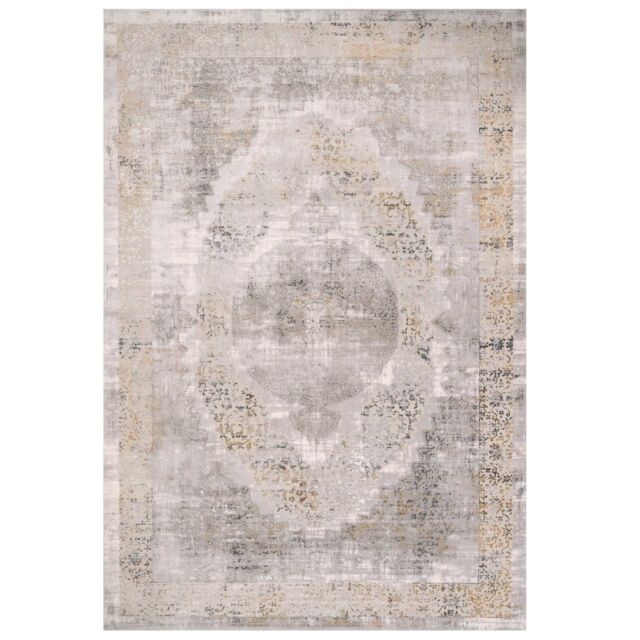 Kukoon Grey Gold Metallic Traditional Medallion Low Pile Area Rug in Metallics - Size: 70 cm x 240 cm - image 1
