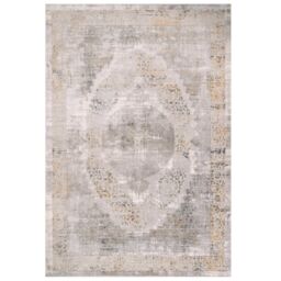 Kukoon Grey Gold Metallic Traditional Medallion Low Pile Area Rug in Metallics - Size: 70 cm x 240 cm - thumbnail 1