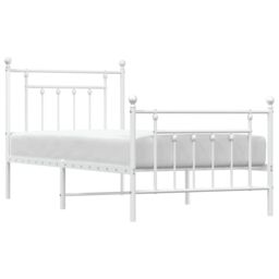 Berkfield Home Metal Bed Frame with Headboard & Footboard White 90x200 cm - thumbnail 4