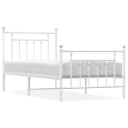 Berkfield Home Metal Bed Frame with Headboard & Footboard White 90x200 cm - thumbnail 2