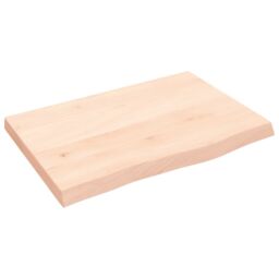 Berkfield Home Table Top 60x40x(2-4) cm Untreated Solid Wood Oak in Brown - thumbnail 2