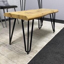 KOSY KOALA Modern Dining Table Set With Bench & 2 Grey Velvet Chairs Kitchen Dining Room Furniture in Brown - thumbnail 3