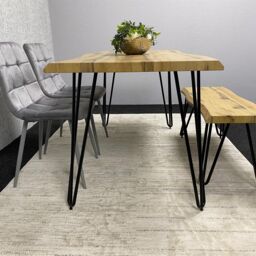KOSY KOALA Modern Dining Table Set With Bench & 2 Grey Velvet Chairs Kitchen Dining Room Furniture in Brown - thumbnail 9