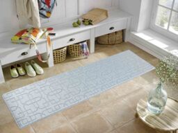 Desire Rugs Ivy Anti-Slip Cubed Trellis Design Doormat - Machine Washable for Easy Care in Silver - Size: 120 cm x 160 cm - thumbnail 1
