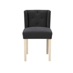 Lemon Pavilion Furniture Shay Winged Indoor Dining Chair without Arms - Linen Blend/Rubber Wood in Grey - thumbnail 2