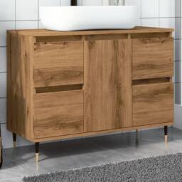 Berkfield Home Bathroom Cabinet Artisan Oak 80x33x60 cm Engineered Wood in Brown - Size: 80 x 33 x 60 cm - thumbnail 1