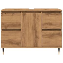 Berkfield Home Bathroom Cabinet Artisan Oak 80x33x60 cm Engineered Wood in Brown - Size: 80 x 33 x 60 cm - thumbnail 4