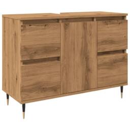Berkfield Home Bathroom Cabinet Artisan Oak 80x33x60 cm Engineered Wood in Brown - Size: 80 x 33 x 60 cm - thumbnail 2