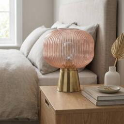 Garden Greatness Corundum Round Ridged Glass Lamp in Pink - thumbnail 2