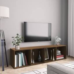 Berkfield Home Book Cabinet/TV Cabinet Brown Oak 143x30x36cm Engineered Wood - Size: 143 x 30 x 36 cm - thumbnail 2