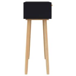 Berkfield Home Console Table Black 80x30x75 cm Solid Wood Pine&Natural Rattan - Size: 80 x 30 x 75 cm - thumbnail 5