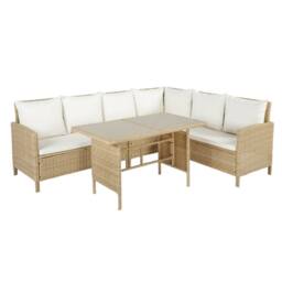 Home Garden Direct Alia Rattan Corner 6 Seater Sofa Dining Set with Glass Table - Premium Natural Rattan Garden Set - thumbnail 5
