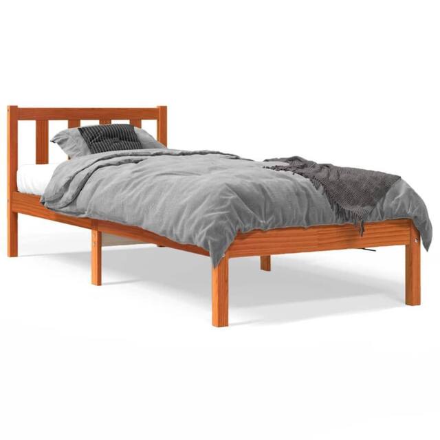 Berkfield Home Bed Frame without Mattress Wax Brown 100x200 cm Solid Wood Pine - image 1