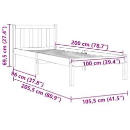 Berkfield Home Bed Frame without Mattress Wax Brown 100x200 cm Solid Wood Pine - thumbnail 9