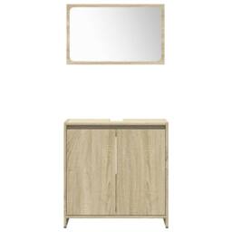 Berkfield Home 4 Piece Bathroom Furniture Set Sonoma Oak Engineered Wood in Light Tan - thumbnail 5