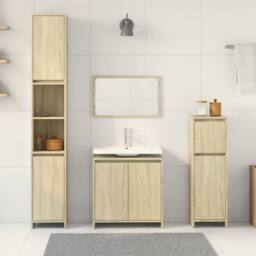 Berkfield Home 4 Piece Bathroom Furniture Set Sonoma Oak Engineered Wood in Light Tan - thumbnail 3