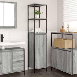 Berkfield Home Durable Bathroom Cabinet with Shelves Grey Sonoma 36x35x165 cm - Size: 36 x 35 x 165 cm - thumbnail 2