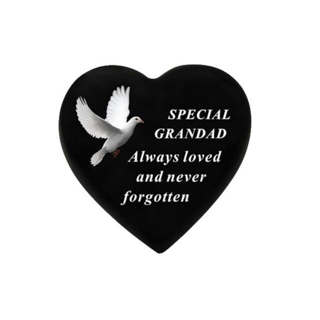 David Fischhoff Black Graveside Memorial Decal Dove Heart Ornament Plaque Grandad - image 1