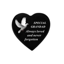 David Fischhoff Black Graveside Memorial Decal Dove Heart Ornament Plaque Grandad - thumbnail 1
