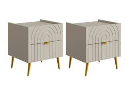 Vente-unique Set Of 2 Bedside Tables With 2 Drawers - Beige - NORSIM - thumbnail 2