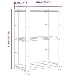 Berkfield Home 3-Tier Storage Rack Grey 60x38x90 cm Solid Wood Pine - Size: 60 x 38 x 90 cm - thumbnail 7