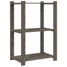 Berkfield Home 3-Tier Storage Rack Grey 60x38x90 cm Solid Wood Pine - Size: 60 x 38 x 90 cm - thumbnail 2