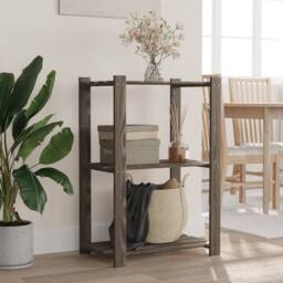 Berkfield Home 3-Tier Storage Rack Grey 60x38x90 cm Solid Wood Pine - Size: 60 x 38 x 90 cm