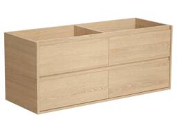 Vente-unique Bathroom Unit With Double Stone Countertop Basin & Mirror - Oak in Light Oak - thumbnail 6