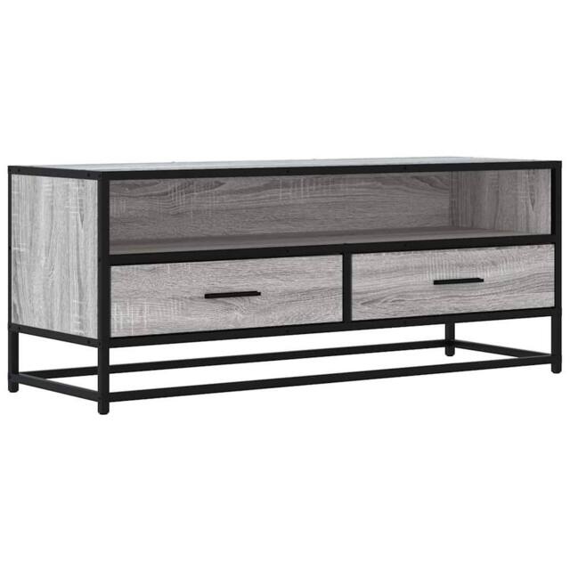 Berkfield Home TV Cabinet Grey Sonoma 100x34.5x40 cm Engineered Wood & Metal - image 1