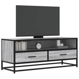 Berkfield Home TV Cabinet Grey Sonoma 100x34.5x40 cm Engineered Wood & Metal - thumbnail 2