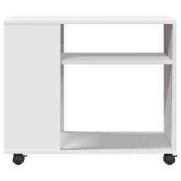 Berkfield Home Side Table with Wheels White 70x35x60 cm Engineered Wood - Size: 70 x 35 x 60 cm - thumbnail 5