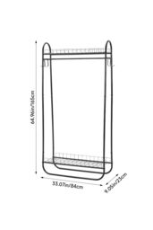 Living and Home Freestanding Garment Rack Clothes Hanging Rod Multi-Functional 2 Layer Coat Rack with 2 Storage Baskets in Black - thumbnail 6
