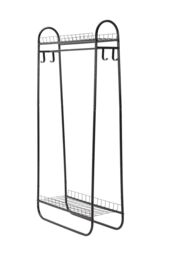 Living and Home Freestanding Garment Rack Clothes Hanging Rod Multi-Functional 2 Layer Coat Rack with 2 Storage Baskets in Black - thumbnail 4