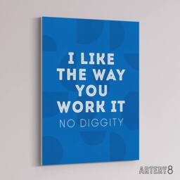 "Artery8 I Like The Way You Work It Modern Blue Cheeky Canvas Wall Art Print - Size: W12"" x H16""" - thumbnail 2