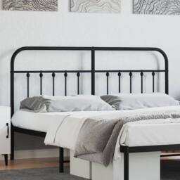 Berkfield Home Metal Headboard Black 160 cm - thumbnail 1