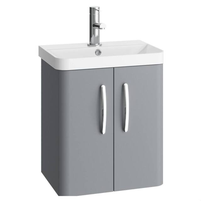 Balterley Handsacre 2 Door Wall Hung Vanity Basin Unit, Gloss Grey, 500mm in Grey - image 1