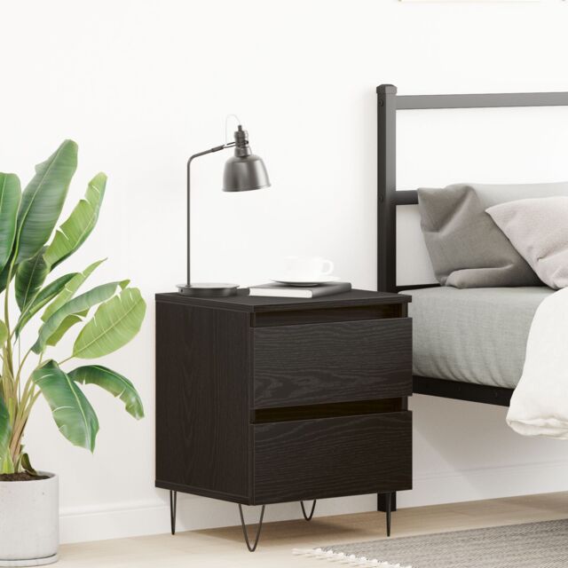 Berkfield Home Bedside Cabinet Black Oak 40x35x50 cm Engineered Wood - Size: 40 x 35 x 50 cm - image 1