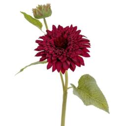 Lemon Pavilion Furniture and Decor Dahlia Burgundy Raven Stem Artificial Flower - Plastic - H47 cm Green - thumbnail 2