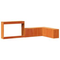 Berkfield Home Bedside Cabinet with Desk Wax Brown 222x122x75 cm Solid Wood Pine - Size: 222 x 122 x 75 cm - thumbnail 6