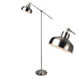 First Choice Lighting Satin Nickel Lever Arm Floor Lamp in Silver